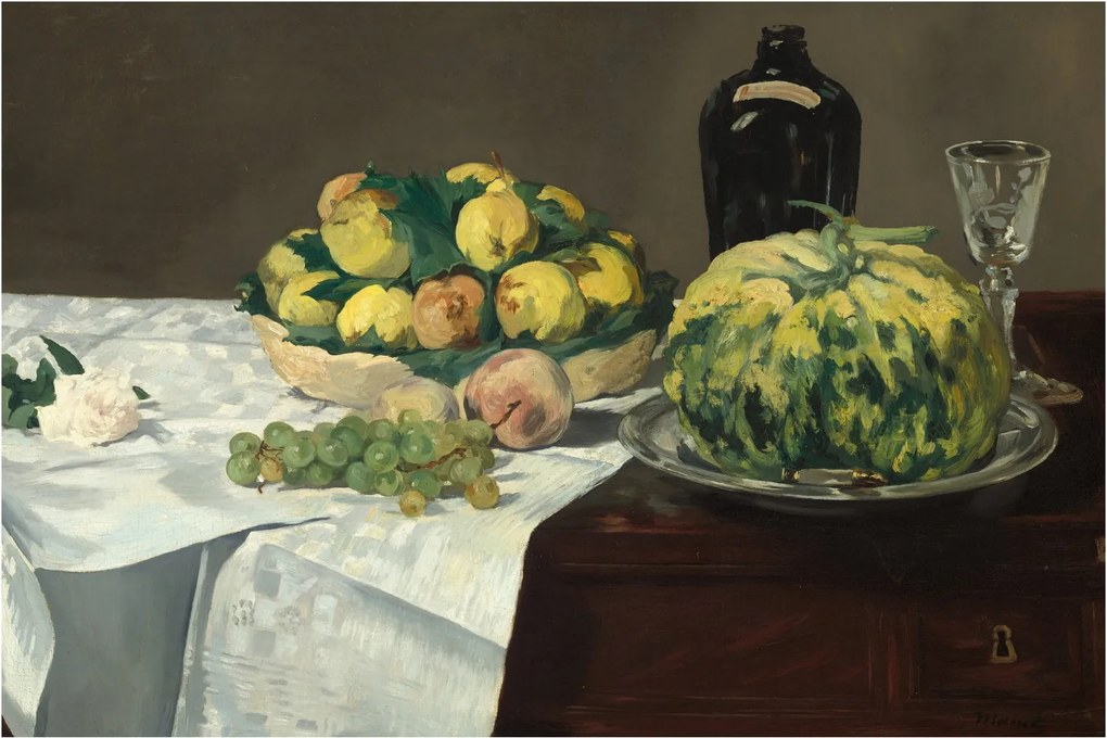 Tablou - Edouard Manet, Still Life with Melon and Peaches, reproducere (90x60 cm)