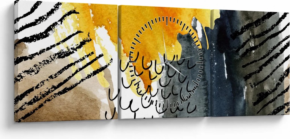 Tablou - Acuarelă abstractă (cu ceas) (90x30 cm)