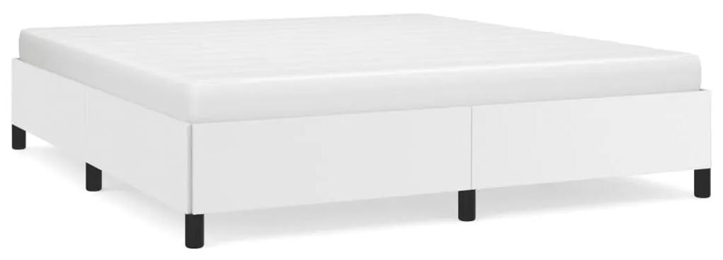 347258 vidaXL Cadru de pat, alb, 160x200 cm, piele ecologică