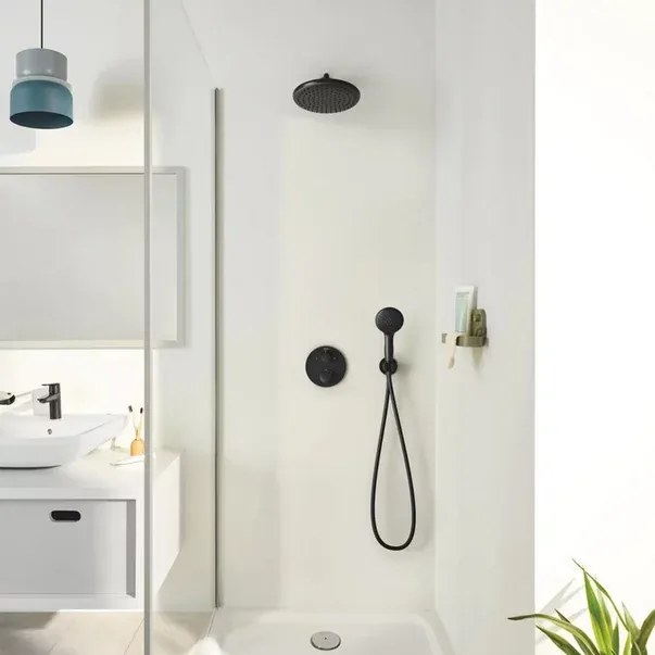 Sistem de dus incastrat Grohe Precision cu palarie rotunda Vitalio Start 250 negru mat