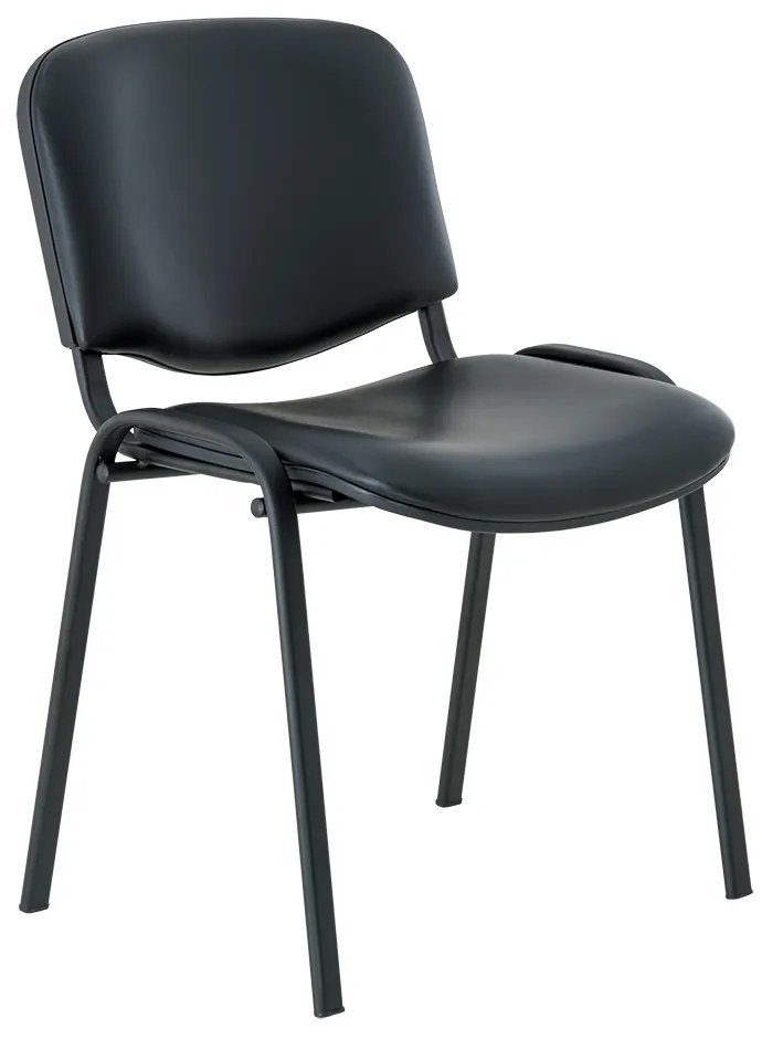 Scaun de conferinta piele ISO - picioare negre, negru