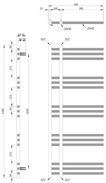Sapho - Radiator pentru baie MAGDALENA 408W/230V 50x120 cm crom lucios