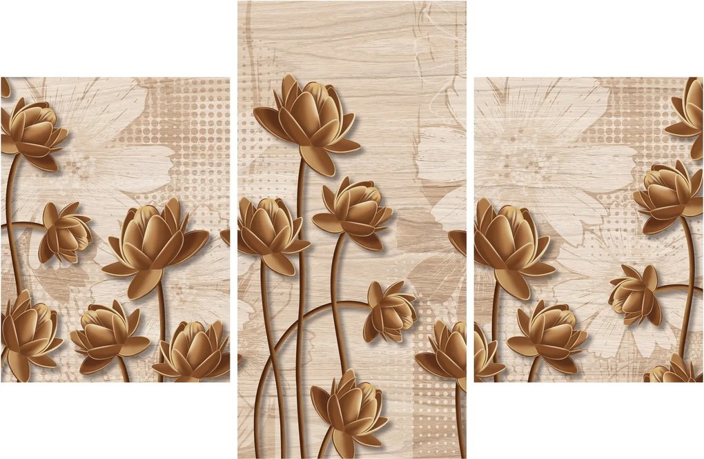 Tablou cu abstracția florilor - maro (90x60 cm)