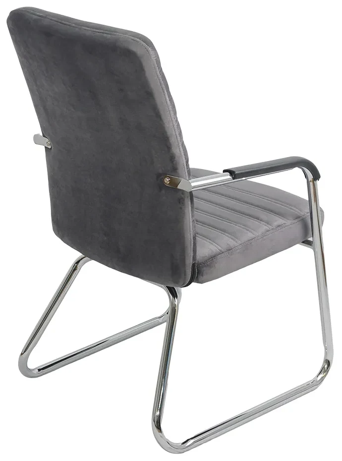 Scaun vizitator gri OFF 833V din catifea si cadru cromat