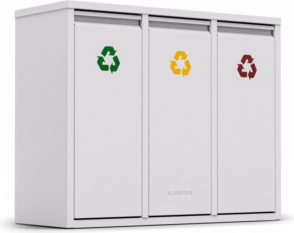 Klarstein Ordnungshüter 3, coș de gunoi, 45 litri, 3 coșuri de reciclare, montare pe perete