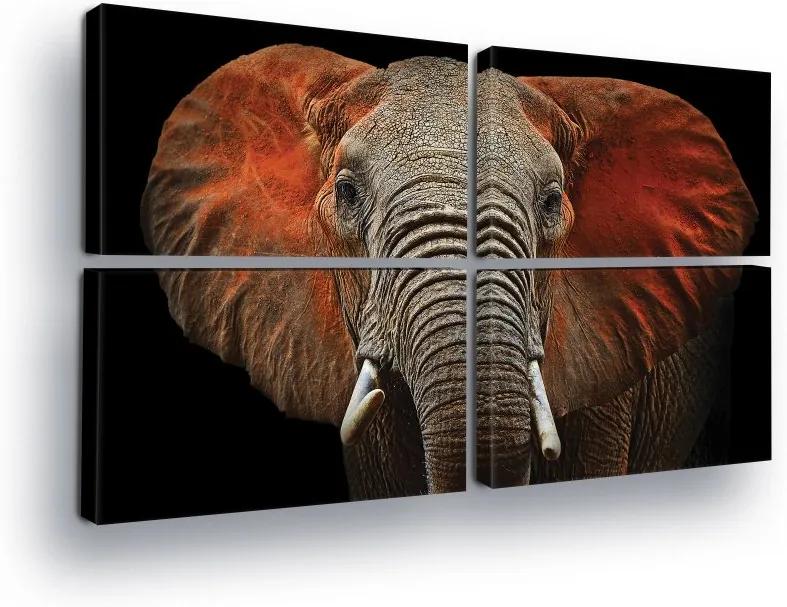 GLIX Tablou - Red Elephant 4 x 60x40 cm