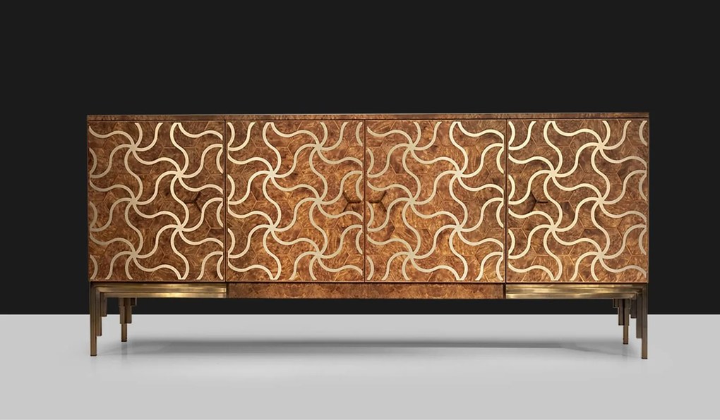 Comodă lemn masiv Alhambra, 208 × 50 × 90 cm