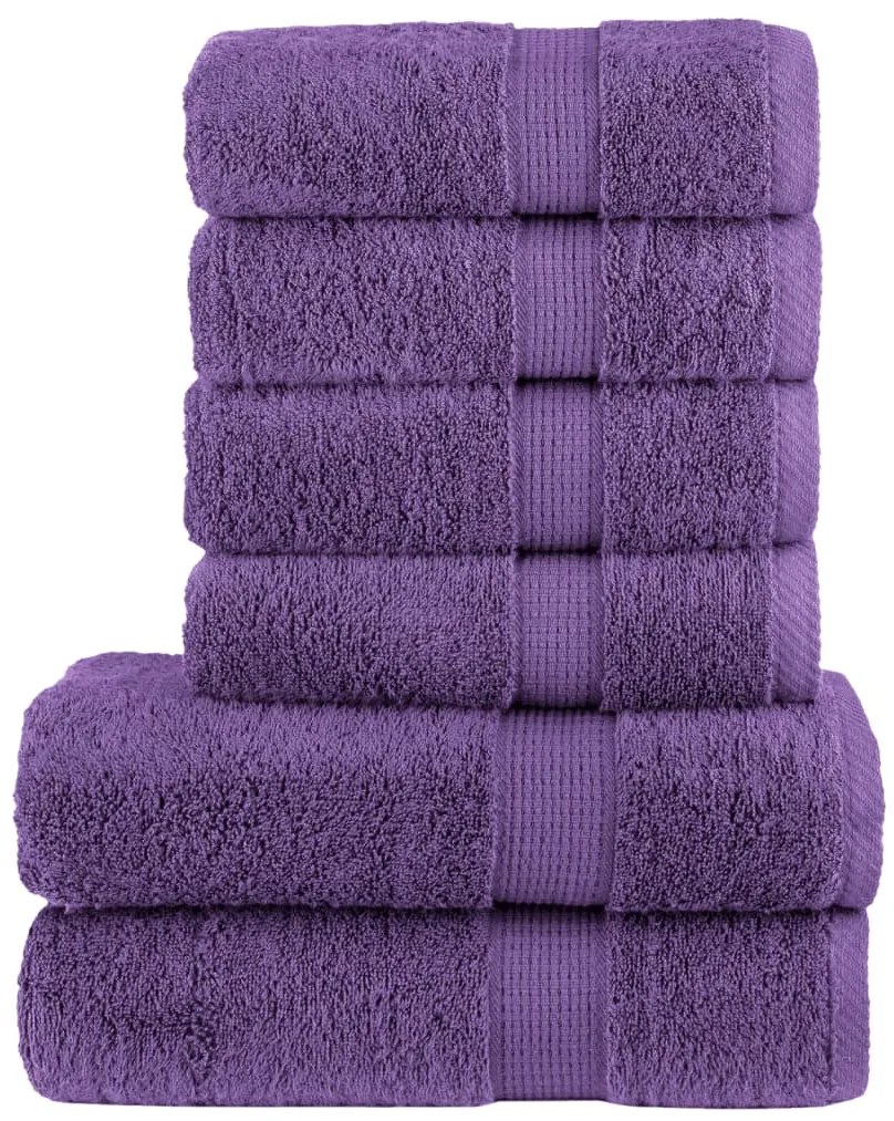 vidaXL Set de prosoape premium SOLUND, 6 piese, violet, 600 g/m²