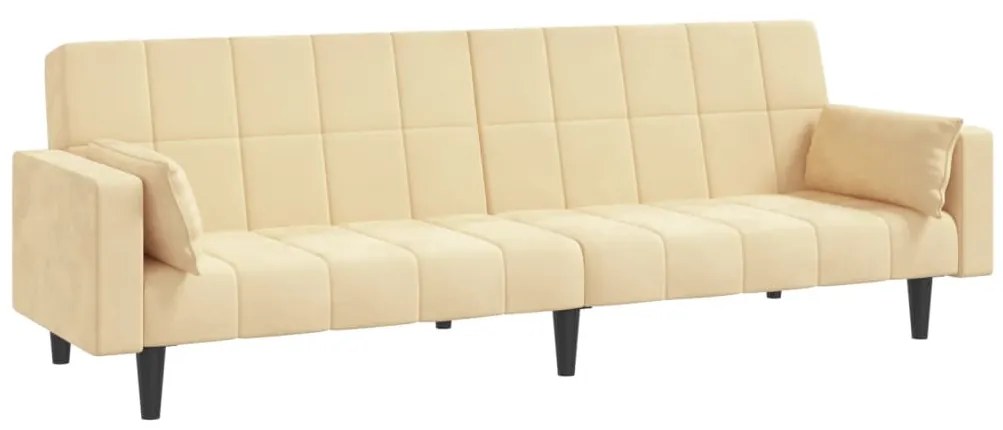 337522 vidaXL Canapea extensibilă cu 2 locuri, 2 perne, crem, catifea
