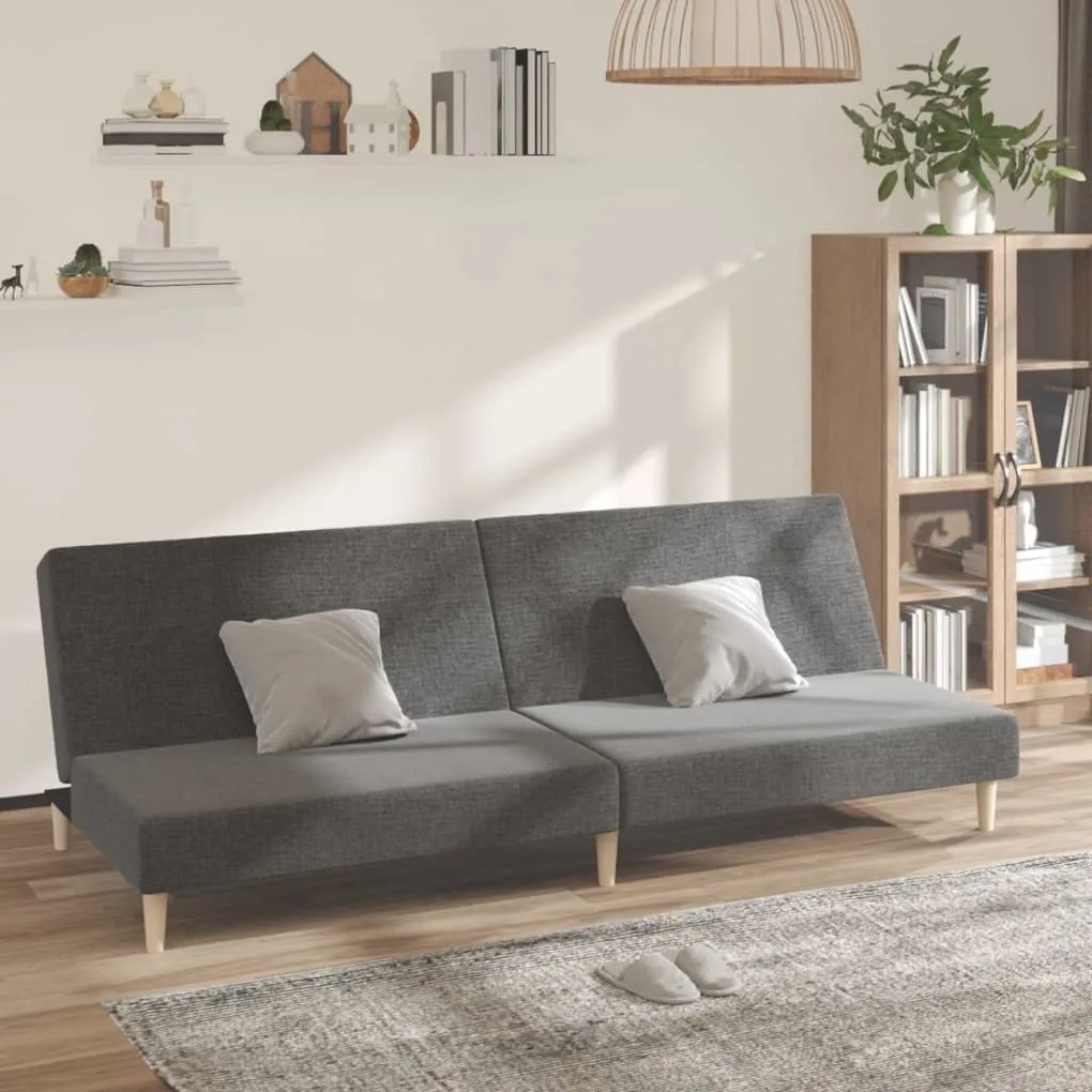 337274 vidaXL Canapea extensibilă cu 2 locuri, gri deschis, textil