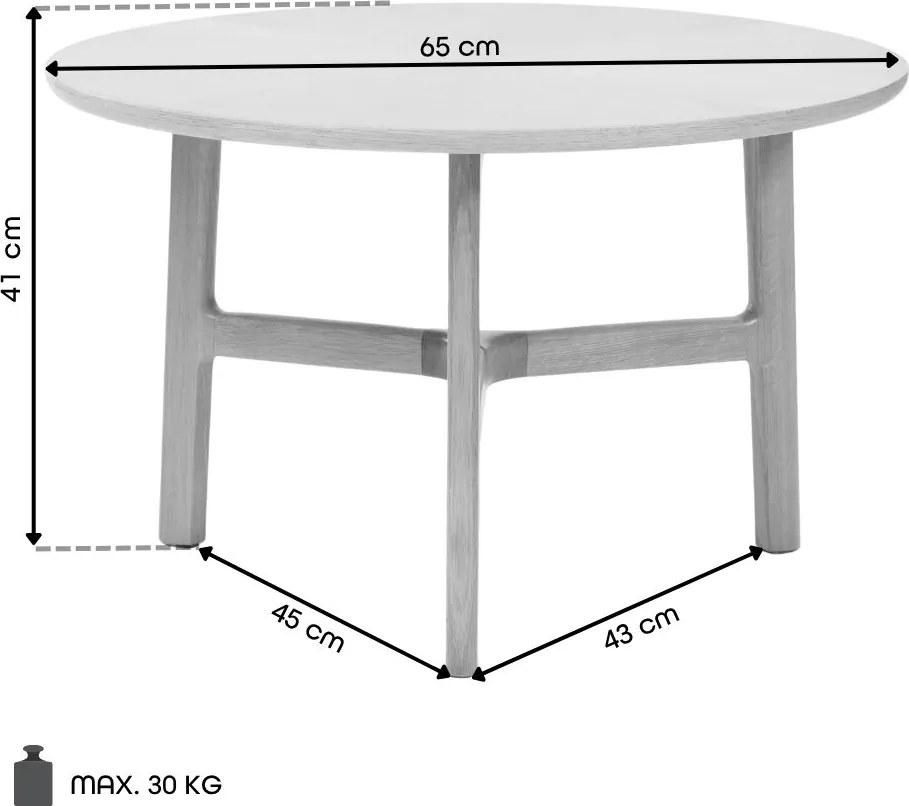 MAZZONI EXPORT BELLUNO Frasin Natural - MĂSUȚĂ DE CAFEA DIN LEMN Ø65 cm ROTUNDĂ MODERN CLASSIC