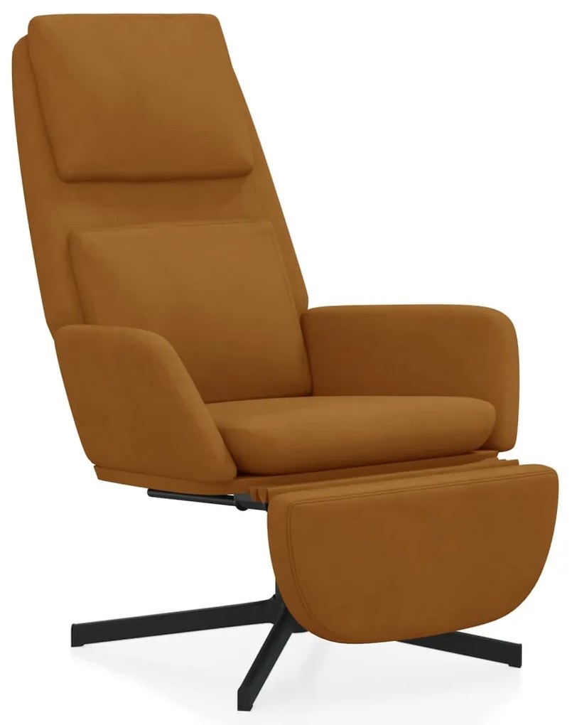 3097817 vidaXL Scaun de relaxare cu taburet, maro, catifea