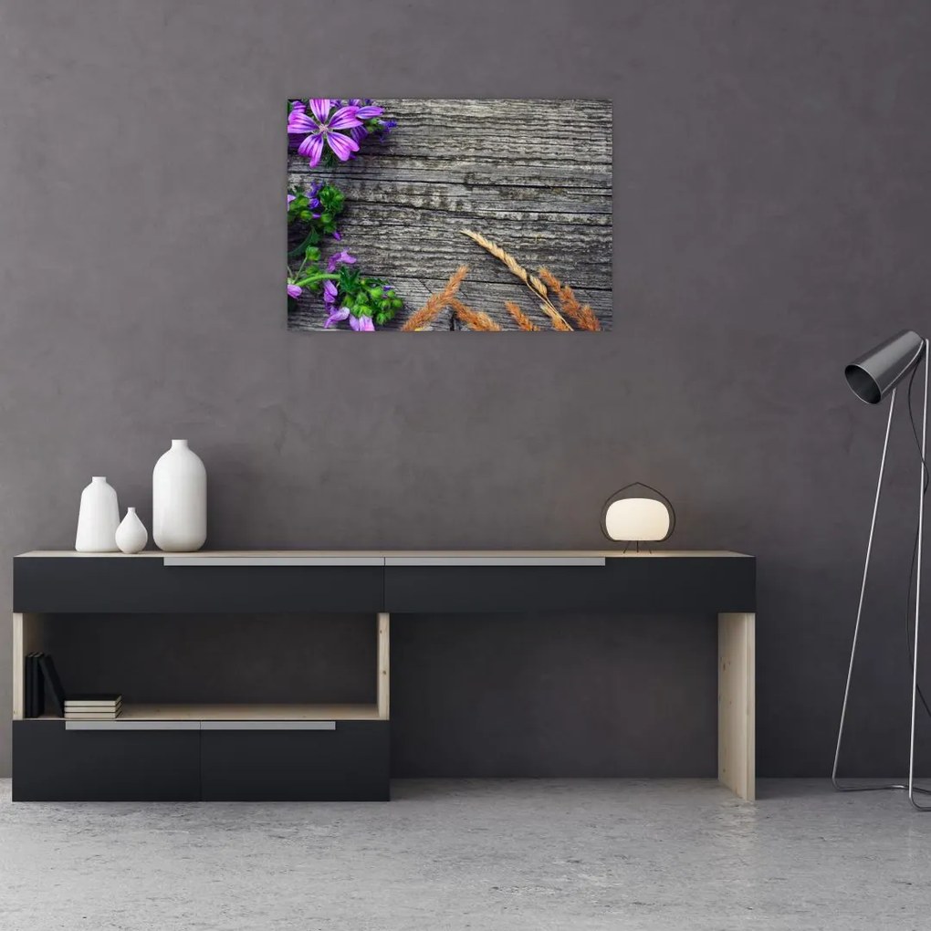 Tablou pe sticlă - flori de câmp (70x50 cm)