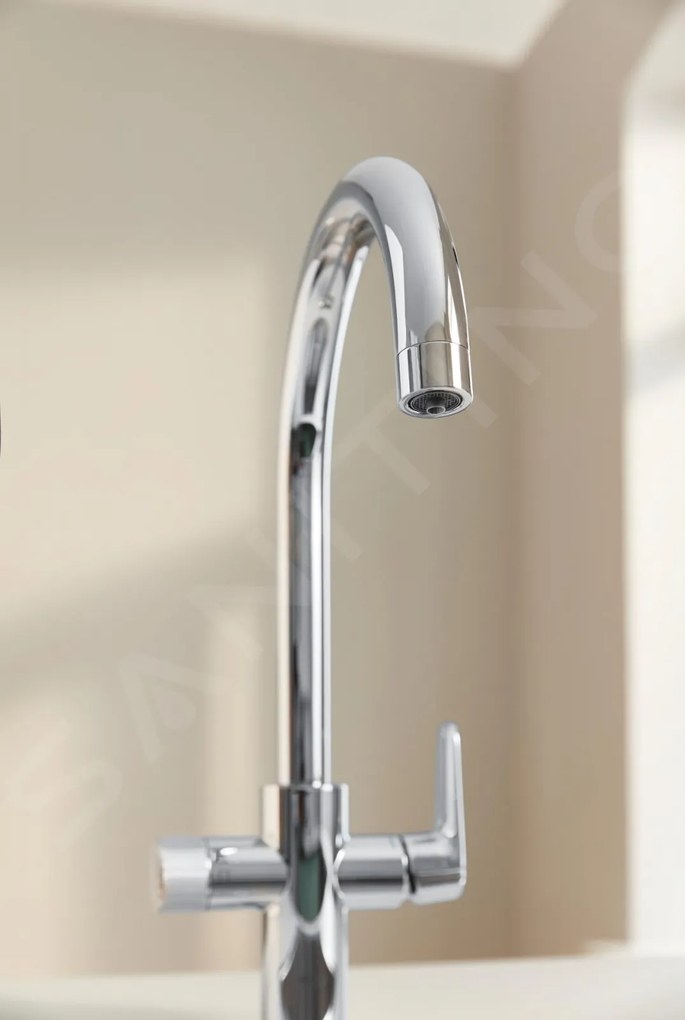 Baterie chiuveta bucatarie crom cu filtru de apa Grohe Blue Pure Baucurve