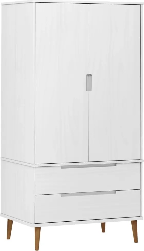 vidaXL Șifonier "MOLDE", alb, 90x55x175 cm, lemn masiv de pin