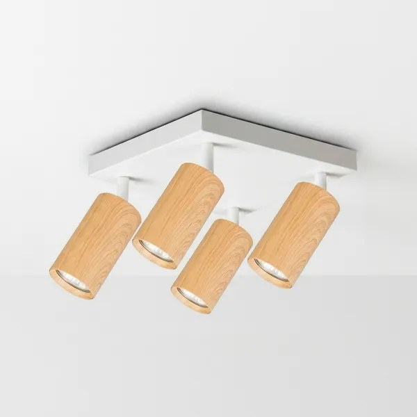 Brilagi - Spot SELE SQUARE 4xGU10/30W/230V alb/decor stejar
