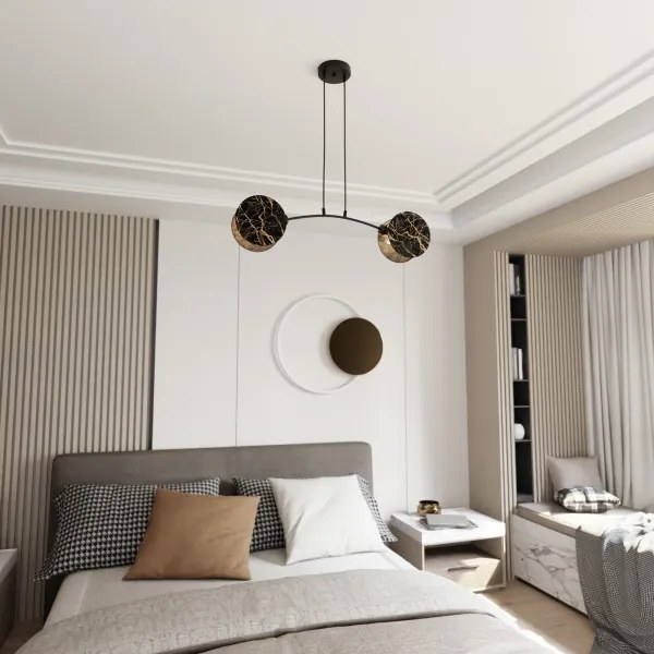 Lustră pe cablu MOTIF 2xE27/15W/230V negru/auriu