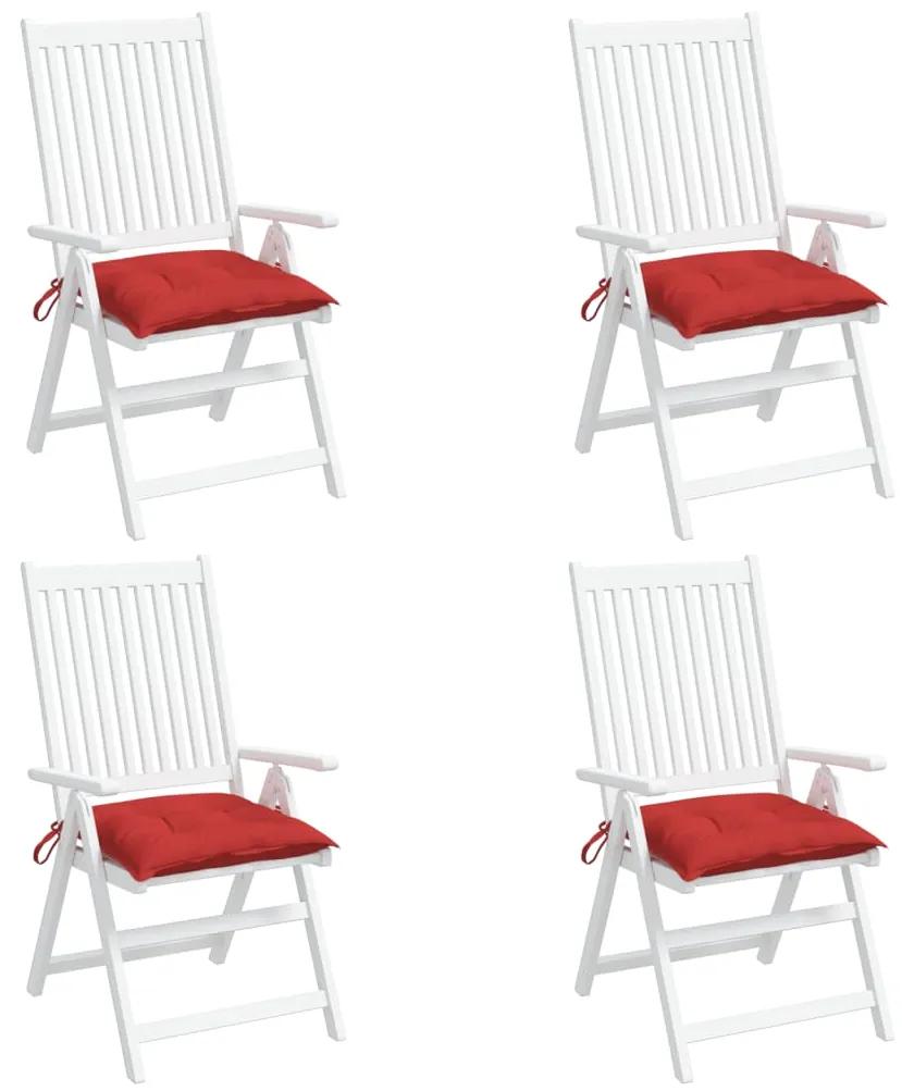 Perne de scaun, 4 buc., rosu, 50 x 50 x 7 cm, textil 4, Rosu, 50 x 50 x 7 cm
