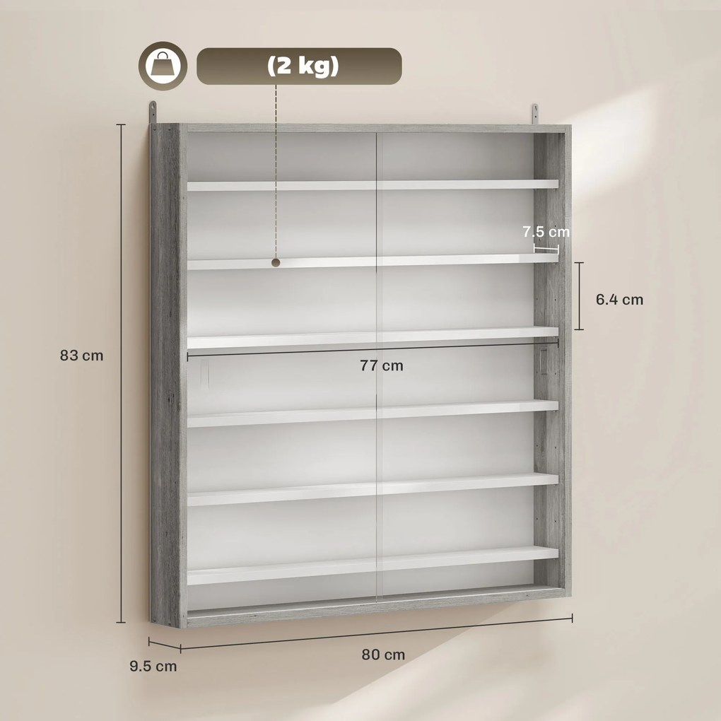 HOMCOM Dulap Tip Vitrină de Expoziție cu Rafturi Reglabile, Montată pe Perete, Negru | Aosom Romania