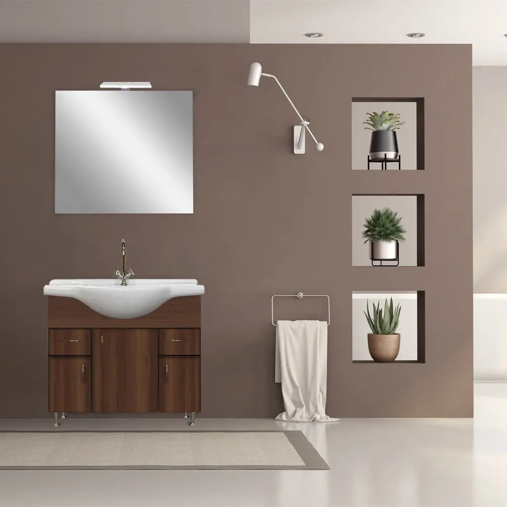 Mobilier complet de baie Bianca Prime 85, culoare Aida nuc