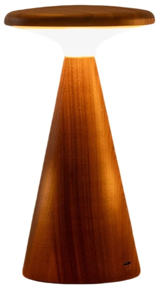 Veioză în culoare naturală închisă LED cu abajur din lemn (înălțime 14 cm) Sylva – Gingko