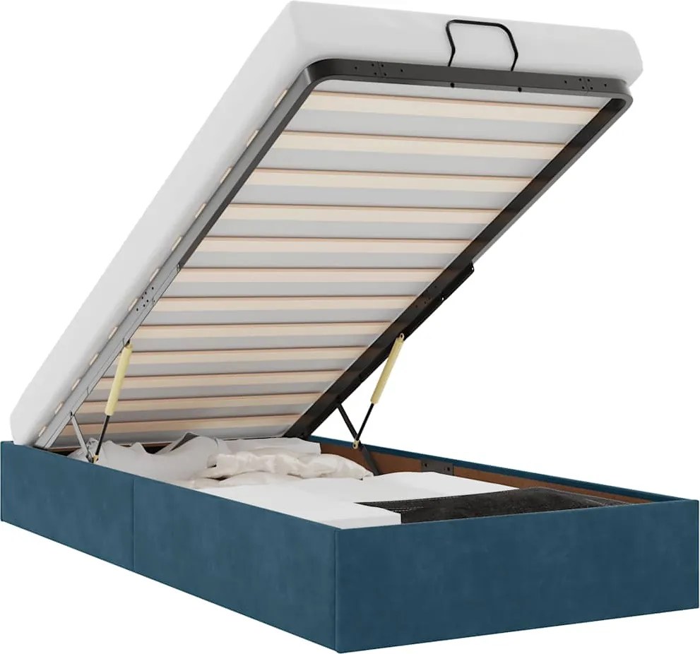 vidaXL Cadru de pat otoman fără saltea Albastru închis catifea