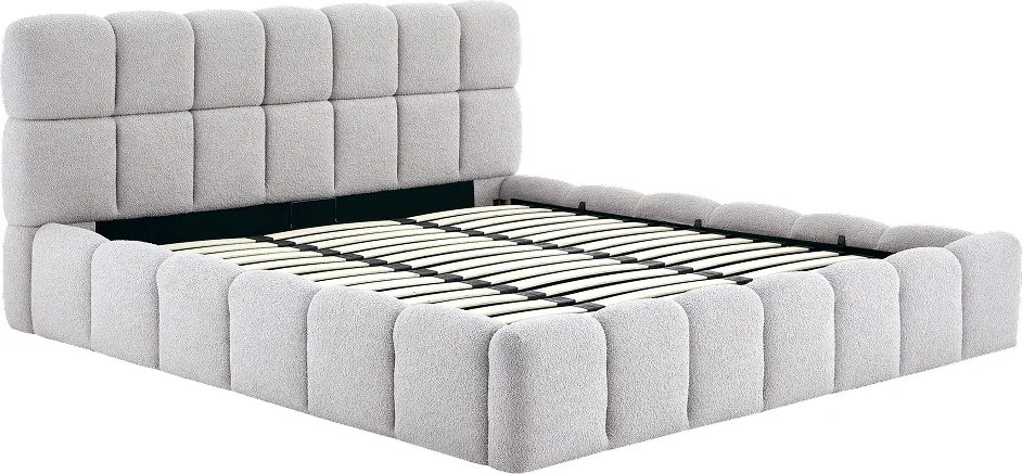 Pat cu somieră metalică şi spaţiu de depozitare, 200x200, gri, SORELA