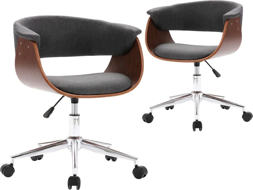 vidaXL Scaune de bucătărie pivotante, 2 buc., gri, material textil