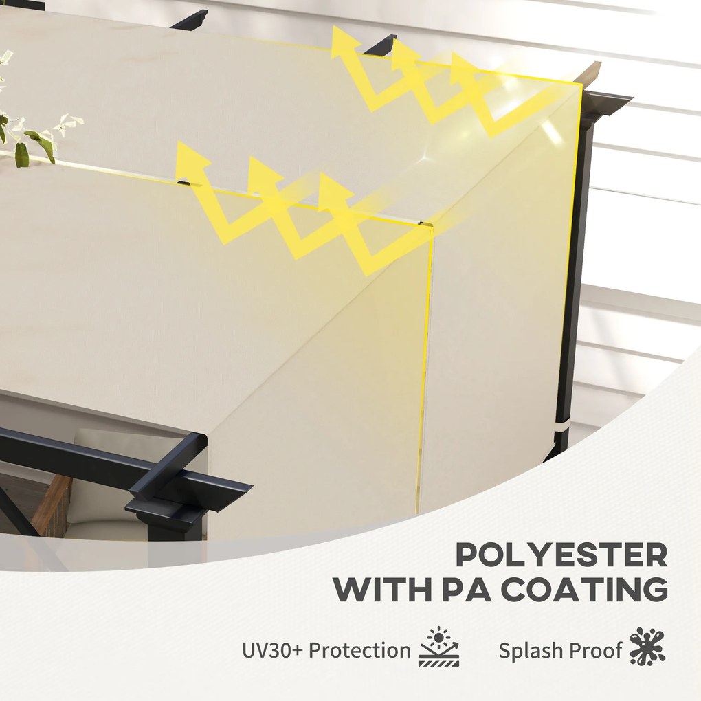 Outsunny Copertină Pergolă Rezervă UV 3x3(m) 4.9x1.2m Ușor de Instalat Kaki | Aosom Romania