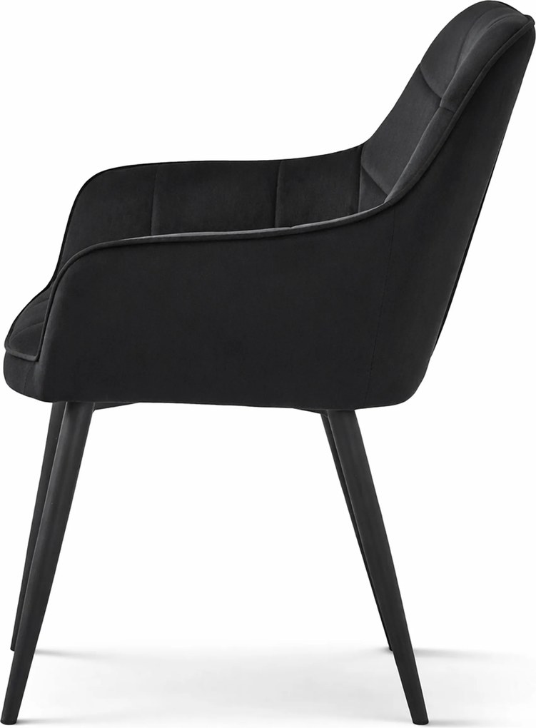 Scaun de masa VARSI VELVET cu picioare negre, negru