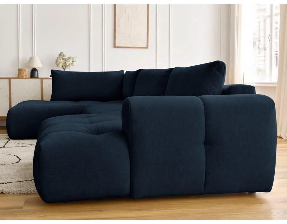 Colțar albastru închis extensibil/cu spațiu de depozitare (cu colț pe partea stângă/în formă de "U") Fuji – Bobochic Paris