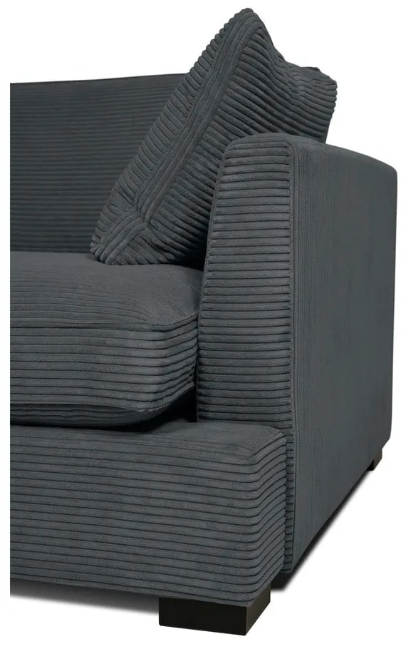 Canapea gri cu tapițerie din catifea reiată 236 cm Mobby – Scandic