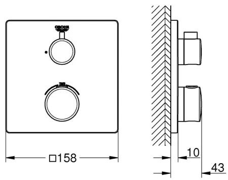 GROHE 24078000 - Baterie termostatată pentru duș GROHTHERM, crom lucios