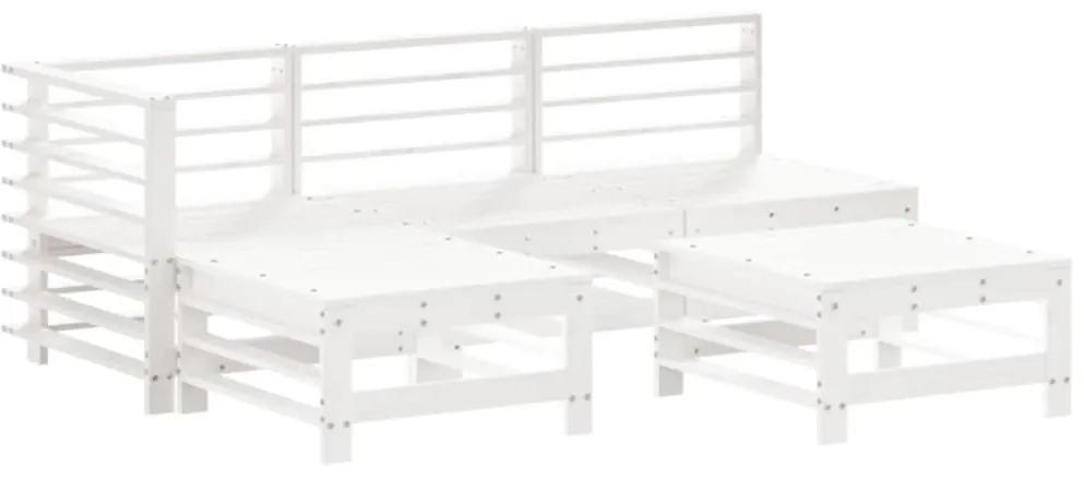 3186558 vidaXL Set mobilier relaxare de grădină 5 piese alb lemn masiv de pin