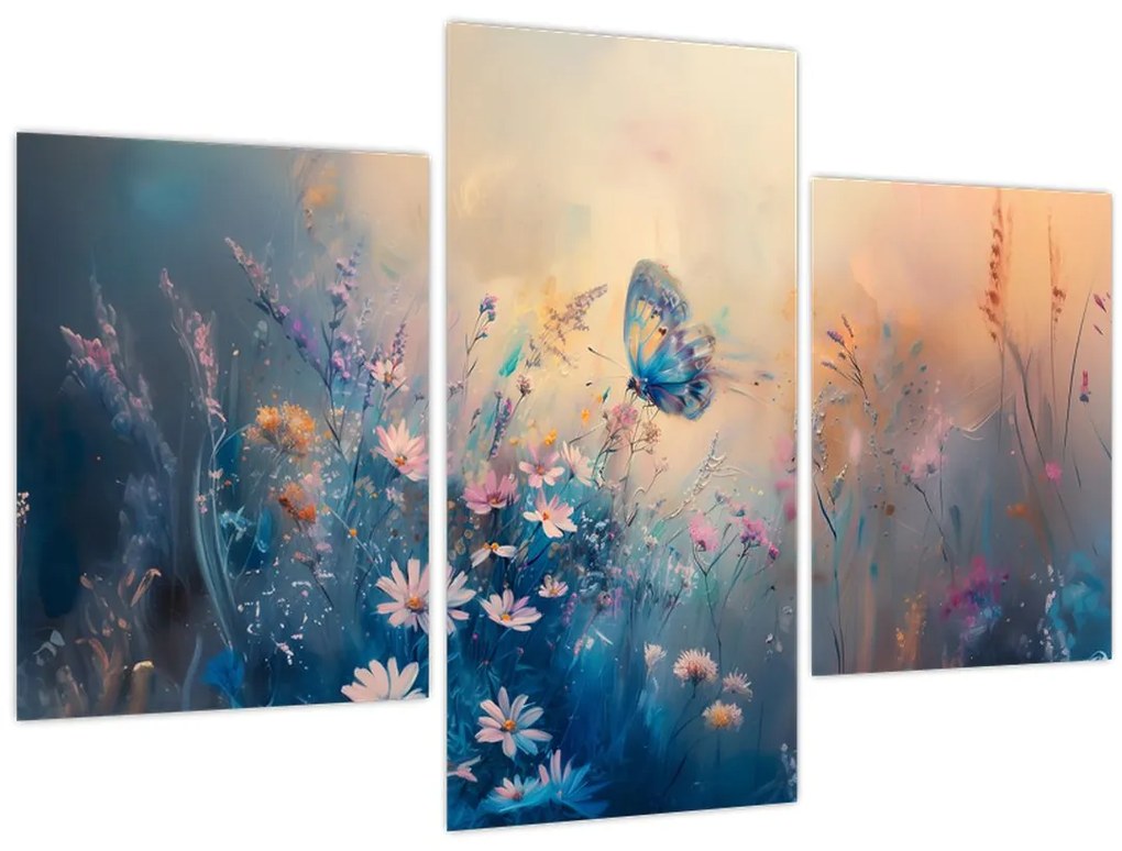Tablou - Pajiște cu Fluture (90x60 cm)