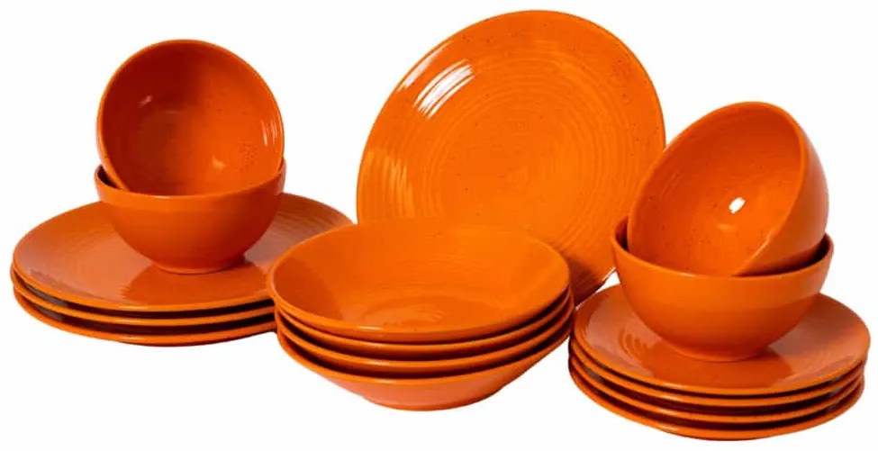 Set Complet Serviciu De Masa, Saffron Desert, 16 piese, pentru 4 persoane, Cesiro, Orange Spirala