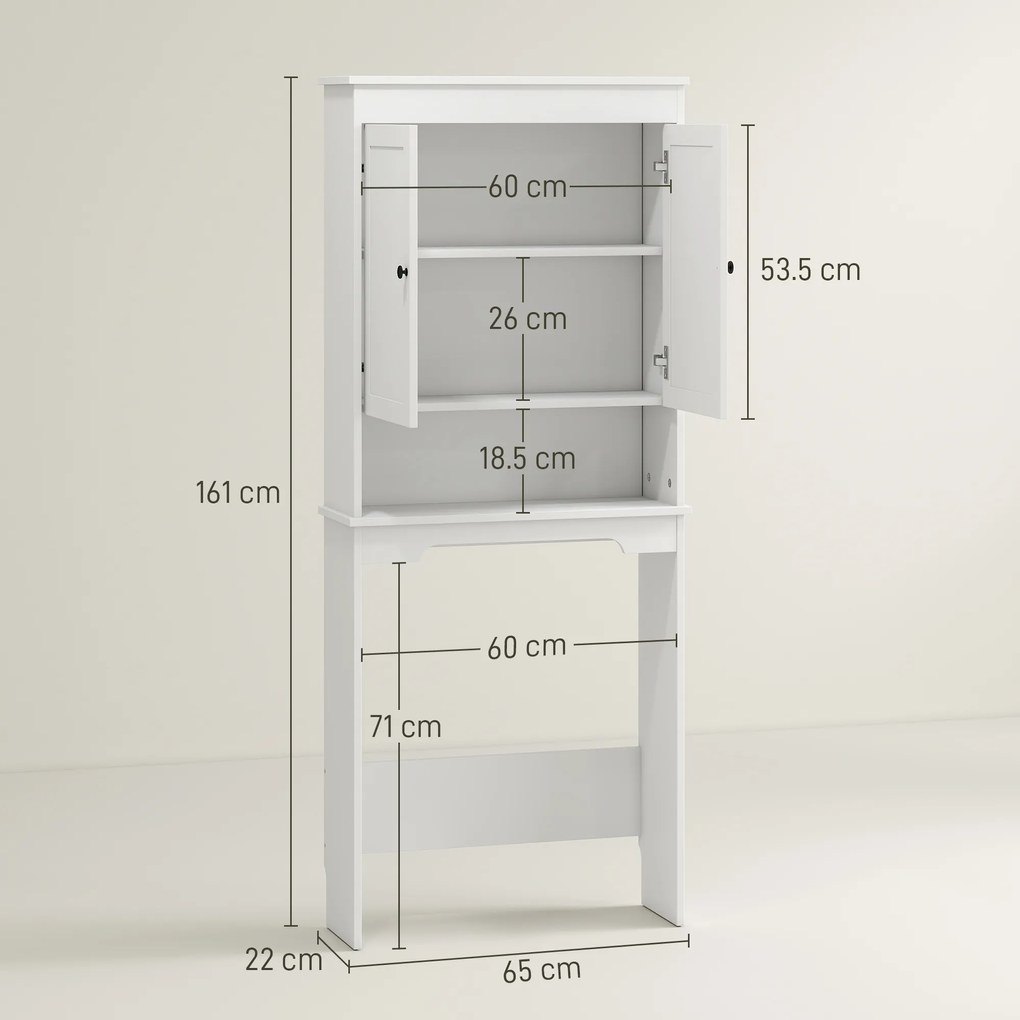HOMCOM Dulap Peste WC cu 2 Rafturi Închise și Raft Deschis, Alb | Aosom Romania