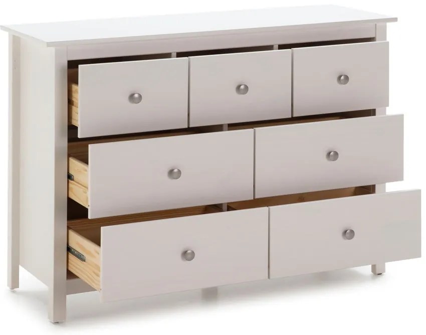 Comodă albă joasă din lemn de pin 110x80 cm Berna – Marckeric