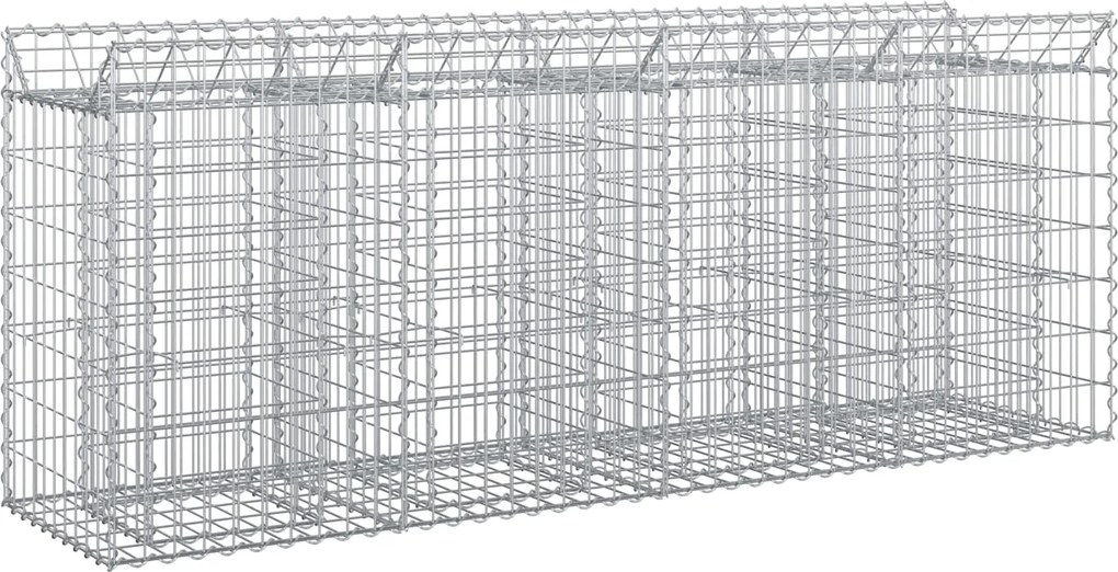 vidaXL Pat ridicat din gabion 2 pcs Argintiu 200 x 50 x 80 cm