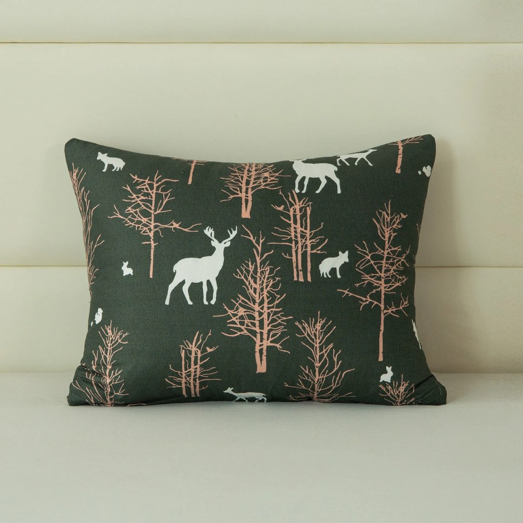 Husa pentru perna din microfibra OAK DEER 40x50 cm, verde inchis