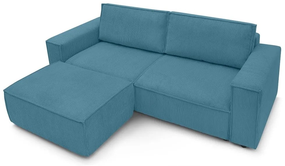 Canapea turcoaz extensibilă cu tapițerie din catifea reiată 245 cm Nihad – Bobochic Paris