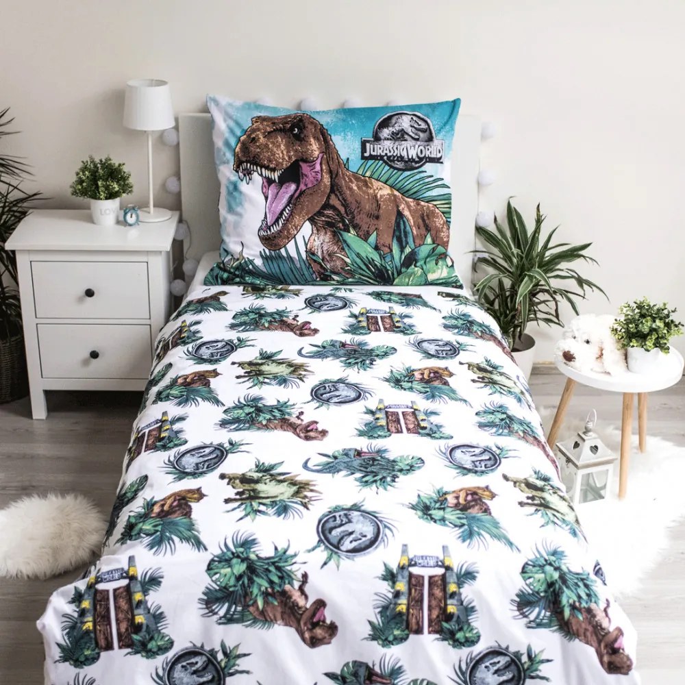 Jurassic World Roar husă de pat fosforescentă 140×200cm, 70x90 cm