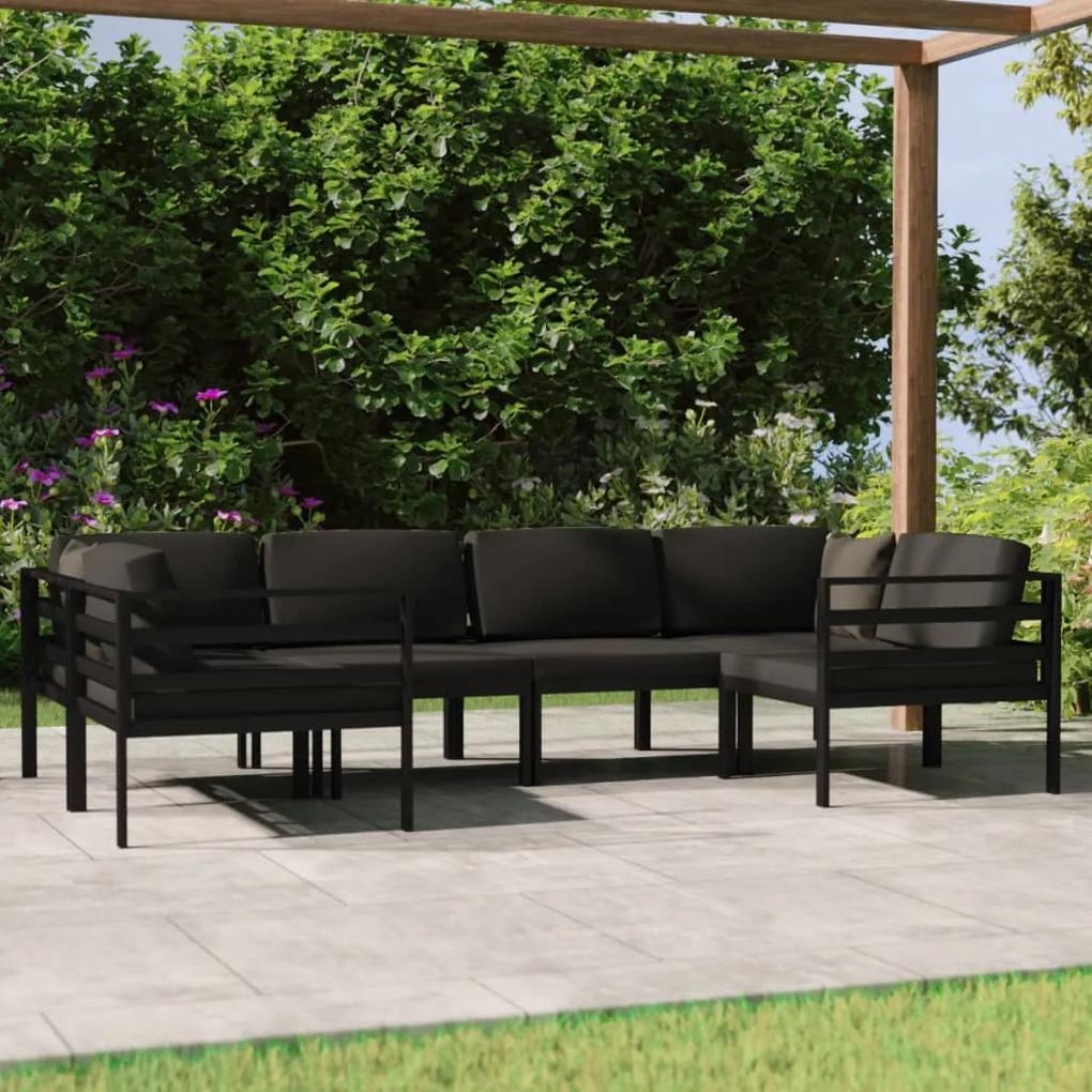 3107811 vidaXL Set mobilier de grădină cu perne, 6 piese, antracit, aluminiu