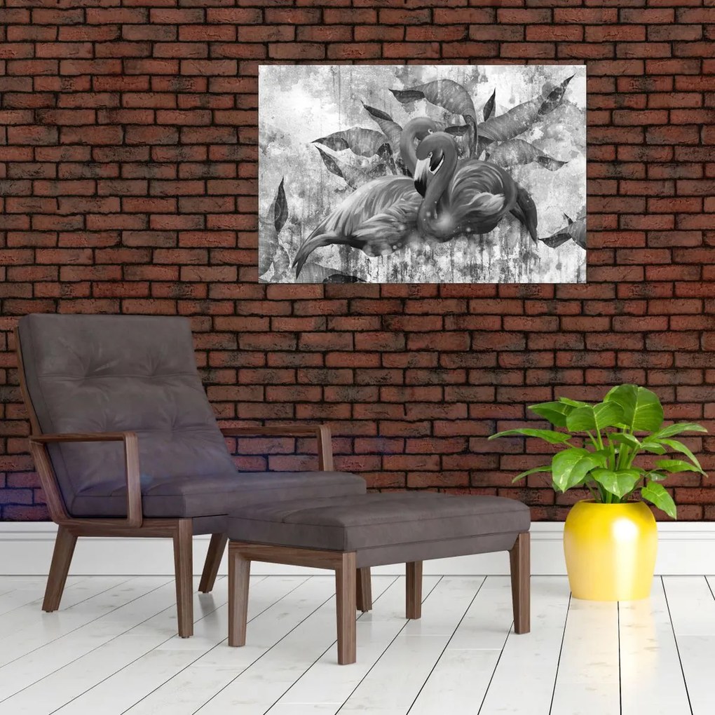 Tablou - Graffiti cu flamingo (90x60 cm)