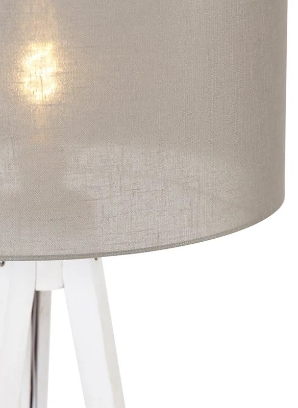 Lampa de podea moderna cu trepied alb cu abajur taupe 50 cm - Tripod Classic
