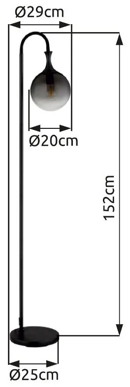 Lampadar design modern DALTON negru/fumuriu