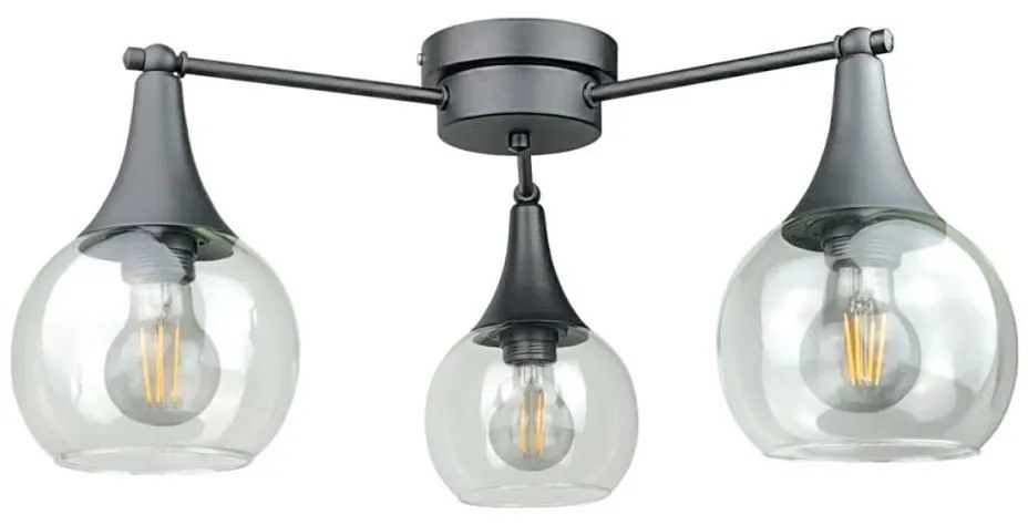 Lustră aplicată STAR 3xE27/60W/230V negru/transparent