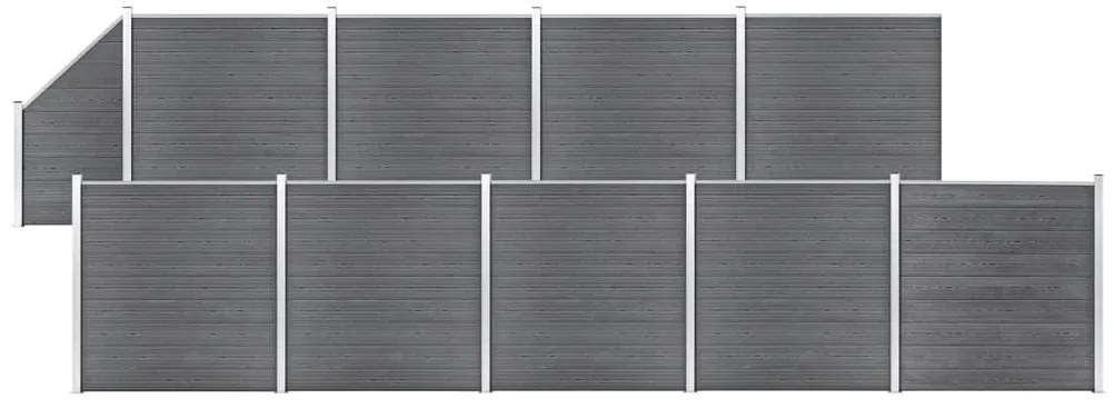 vidaXL Set panouri gard, 9 pătrate + 1 oblic, gri, 1657x186 cm, WPC