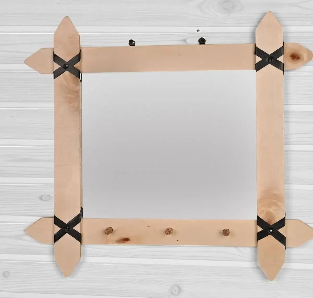 Oglinda cu agatatori Roma Homs Natur 47 X 57 X 7, lemn stratificat