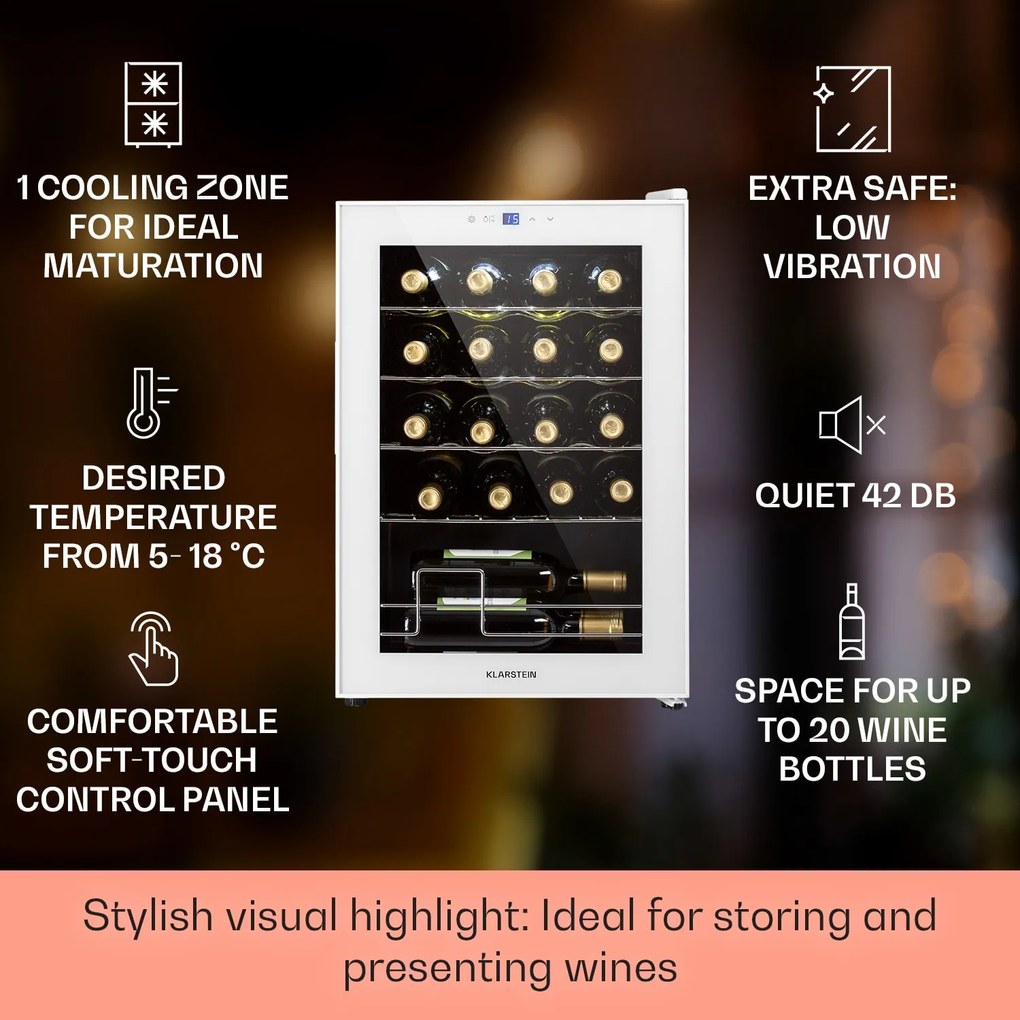Shiraz 20 Uno răcitor de vinuri 53 litri 20 sticle Panou de control tactil 5-18 °C